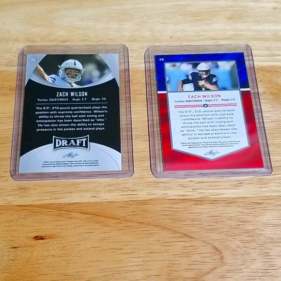 2021 Leaf Draft Zach Wilson RC's , # 3 & # 48 - Picture 2 of 2